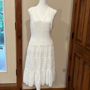 White on white print dress worn once